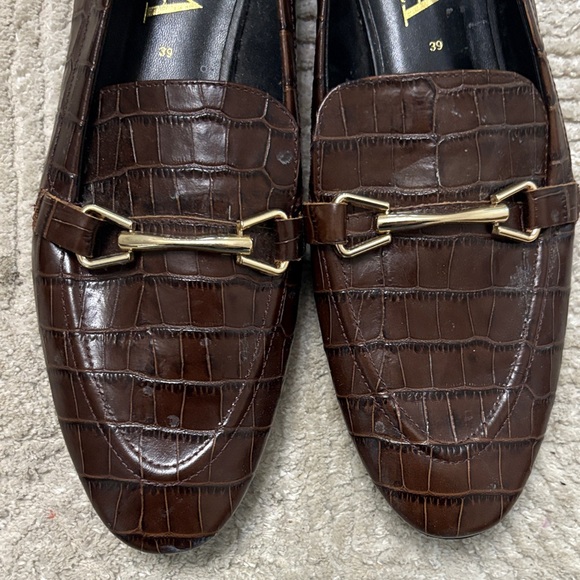 Zara Dark Brown Embossed Loafers - Picture 3 of 4